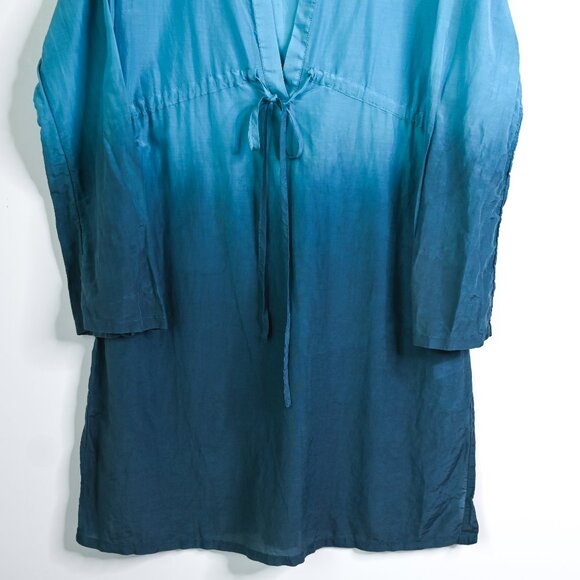 ATHLETA Blue Ombre Bell Sleeve Deep V Neck Swim Cover Up - Size Medium - Picture 4 of 13